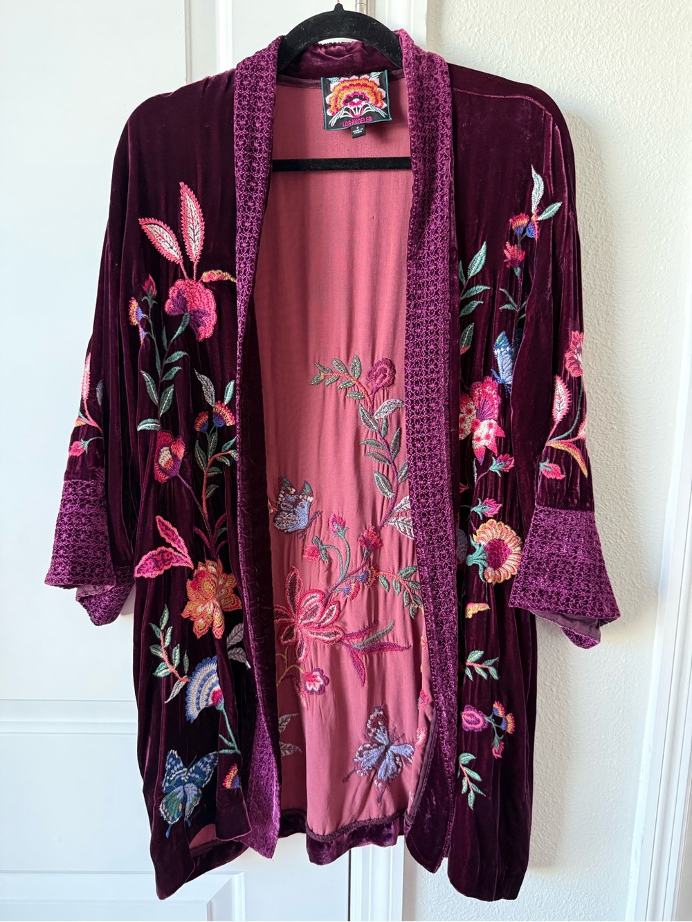 Johnny Was Velvet Embroidered Duster
